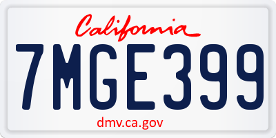 CA license plate 7MGE399