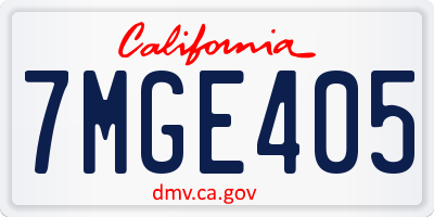 CA license plate 7MGE405