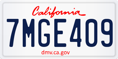 CA license plate 7MGE409