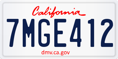 CA license plate 7MGE412