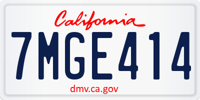 CA license plate 7MGE414