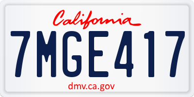 CA license plate 7MGE417