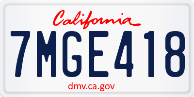 CA license plate 7MGE418