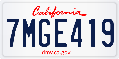 CA license plate 7MGE419