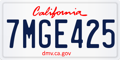 CA license plate 7MGE425