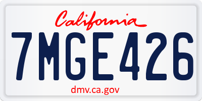 CA license plate 7MGE426