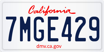 CA license plate 7MGE429
