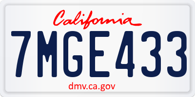 CA license plate 7MGE433