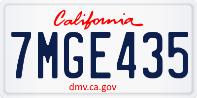 CA license plate 7MGE435