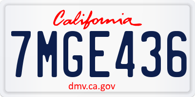 CA license plate 7MGE436