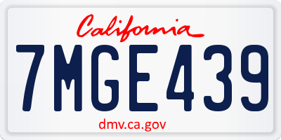 CA license plate 7MGE439