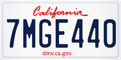 CA license plate 7MGE440