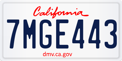 CA license plate 7MGE443