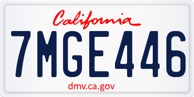 CA license plate 7MGE446