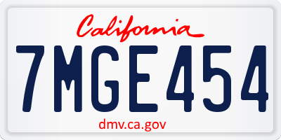 CA license plate 7MGE454