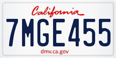 CA license plate 7MGE455