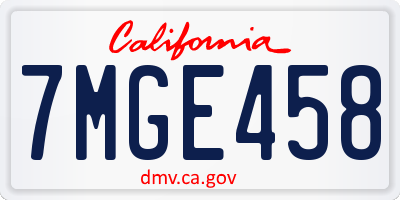 CA license plate 7MGE458
