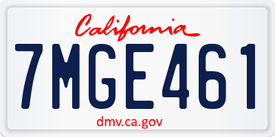 CA license plate 7MGE461