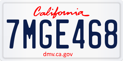 CA license plate 7MGE468