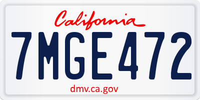 CA license plate 7MGE472