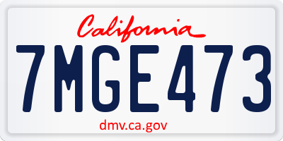 CA license plate 7MGE473