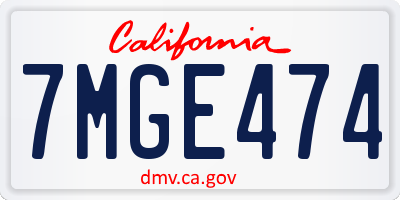 CA license plate 7MGE474