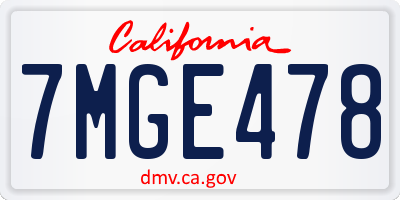 CA license plate 7MGE478