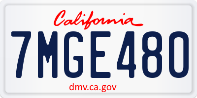CA license plate 7MGE480