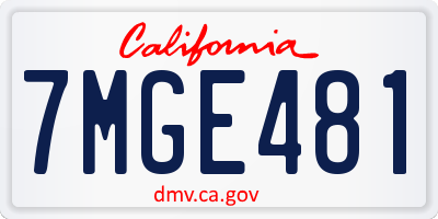 CA license plate 7MGE481