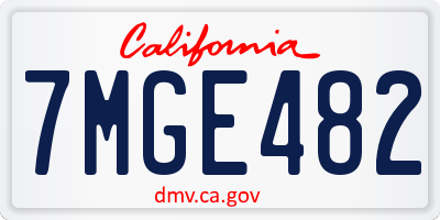 CA license plate 7MGE482