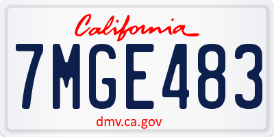 CA license plate 7MGE483
