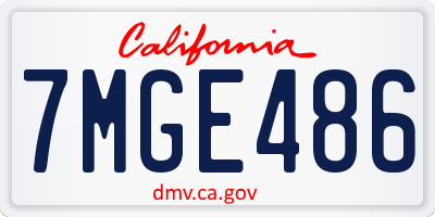 CA license plate 7MGE486