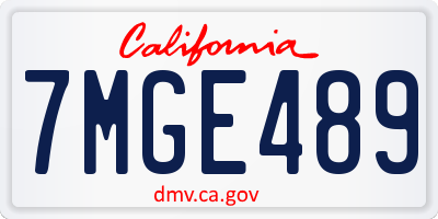 CA license plate 7MGE489