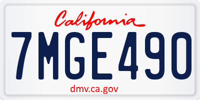 CA license plate 7MGE490