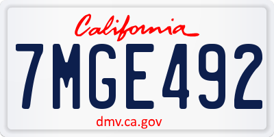 CA license plate 7MGE492
