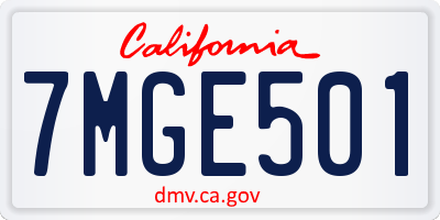 CA license plate 7MGE501