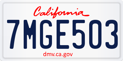 CA license plate 7MGE503