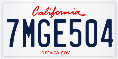 CA license plate 7MGE504