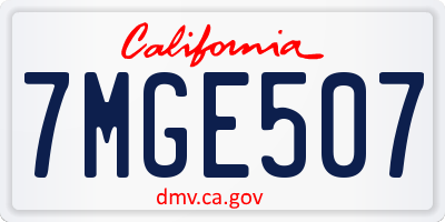 CA license plate 7MGE507