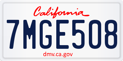 CA license plate 7MGE508