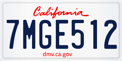 CA license plate 7MGE512