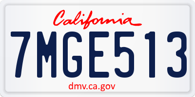 CA license plate 7MGE513