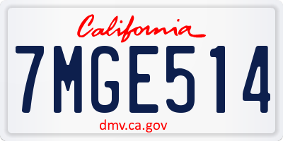 CA license plate 7MGE514