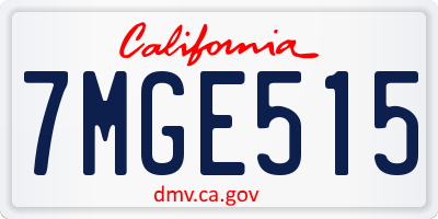CA license plate 7MGE515