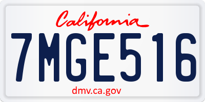 CA license plate 7MGE516