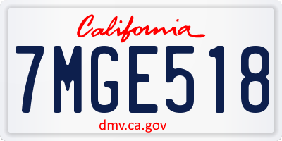 CA license plate 7MGE518