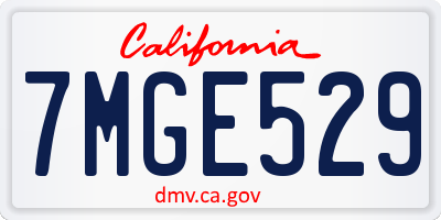 CA license plate 7MGE529