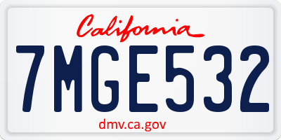 CA license plate 7MGE532