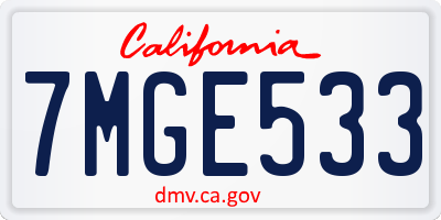 CA license plate 7MGE533