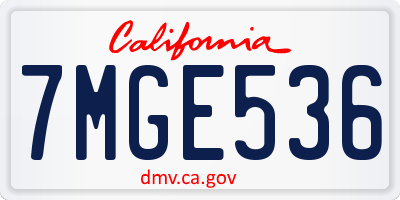 CA license plate 7MGE536